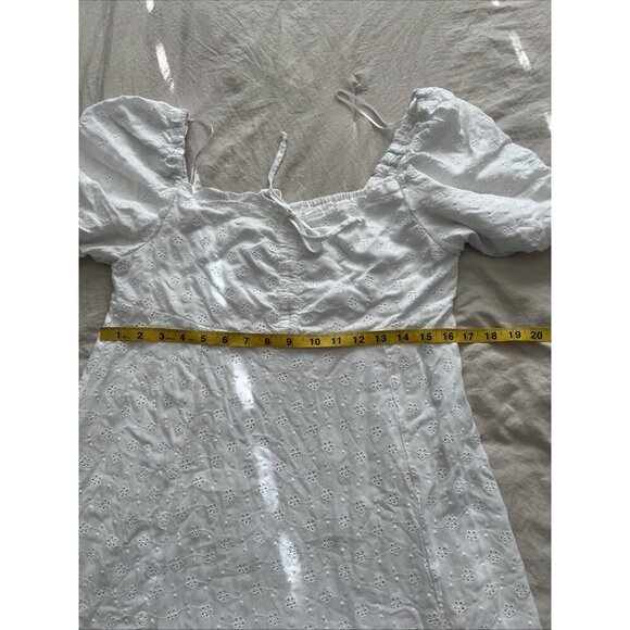 Beautiful Nomad Large White Cottagecore Coquette Puff Sleeve Eyelet Mini Dress - Picture 9 of 10